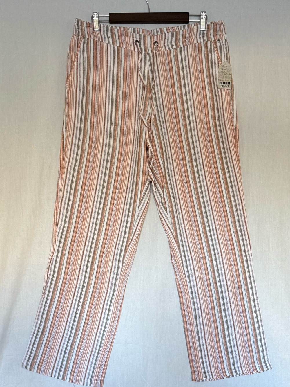 NWT For Cynthia Rowley Linen Blend Wide Leg Elastic Waist Multi Striped Pants XL